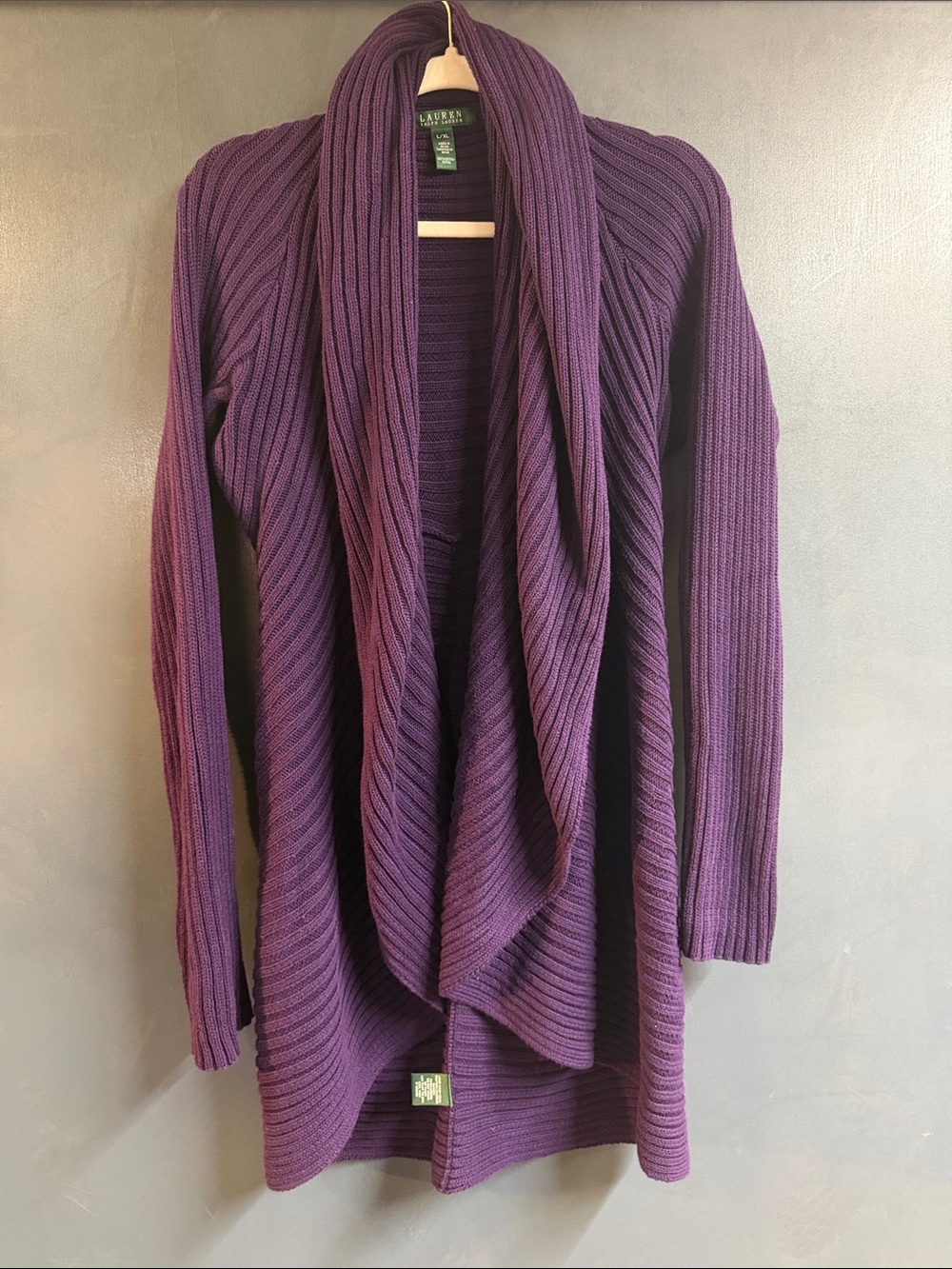 Ralph Lauren Deep Purple Ribbed Cardigan